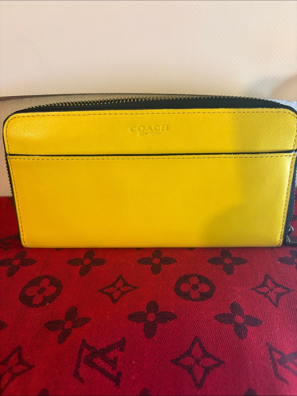 Coach Yellow Leather Zip-Around Wallet